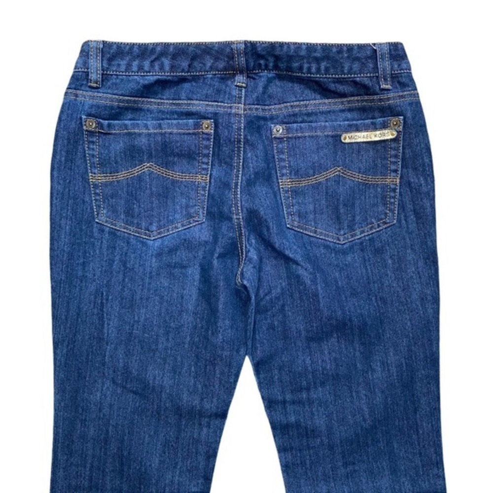 Michael Kors • Dark Wash Flare Jeans • Blue Denim & Gold Hardware • Size 2 - Picture 5 of 8